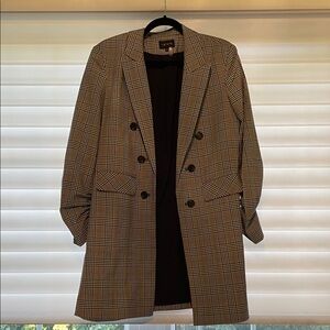 1. State Women's Black and white Plaid Blazer